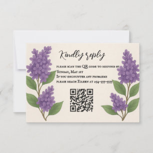Tarjeta RSVP de código QR de Lilac Reverie