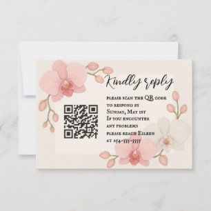 Tarjeta RSVP de código QR de Orquídea encantada