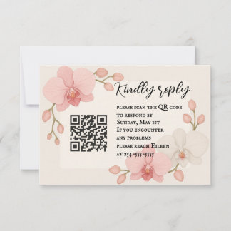 Tarjeta RSVP de código QR de Orquídea encantada