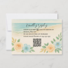 Tarjeta RSVP de código QR de playa floral amigable