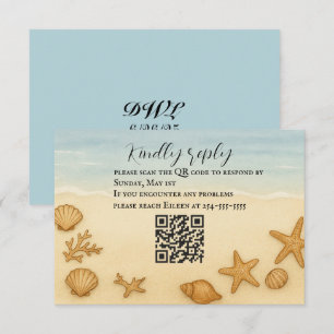 Tarjeta RSVP de código QR de Serenade Seashell