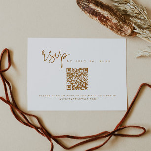 Tarjeta RSVP de código QR de terracota bohemiana d