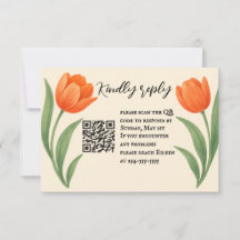 Tarjeta RSVP de código QR de Tulip Paradise