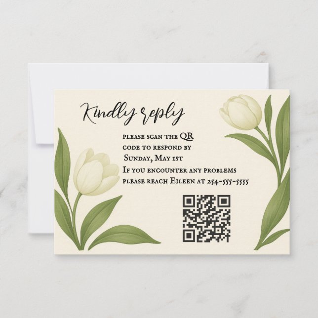 Tarjeta RSVP de código QR de Tulip Sonata (Anverso)