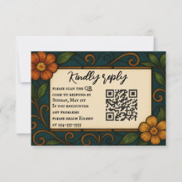 Tarjeta RSVP de código QR de vidrio manchado