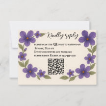 Tarjeta RSVP de código QR de violet Veil