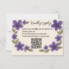 Tarjeta RSVP de código QR de violet Veil