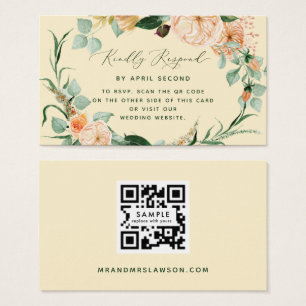 Tarjeta RSVP de código QR del Boda amarillo Boho b