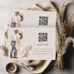 Tarjeta RSVP de código QR del Boda Boho Western Ra