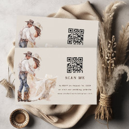 Tarjeta RSVP de código QR del Boda Boho Western Ra