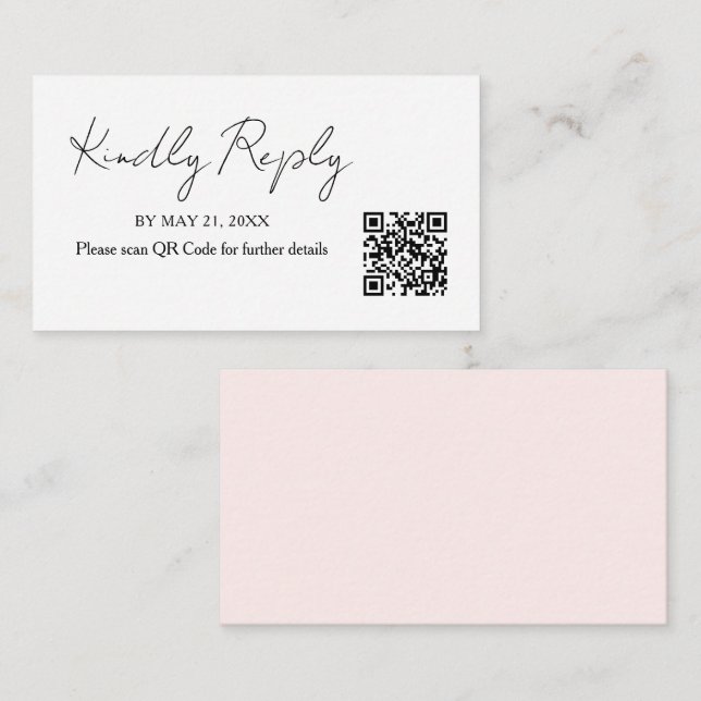 Tarjeta RSVP de código QR del Boda de escritura a  (Anverso / Reverso)