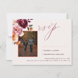 Tarjeta RSVP de código QR del Boda floral de caída