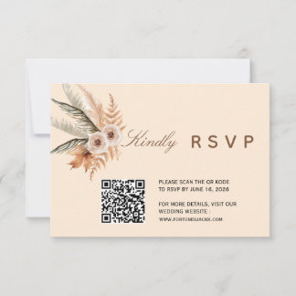 Tarjeta RSVP de código QR floral Boho