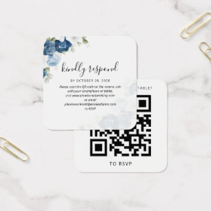 Tarjeta RSVP de código QR floral de acuarela