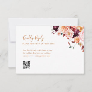 tarjeta rsvp de código qr floral fall