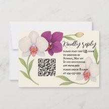 Tarjeta RSVP de código QR para abrazo de orquídeas
