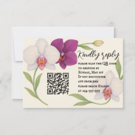 Tarjeta RSVP de código QR para abrazo de orquídeas