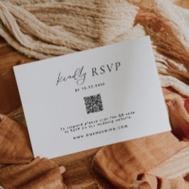 Tarjeta RSVP de código QR para Boda blanco y negro