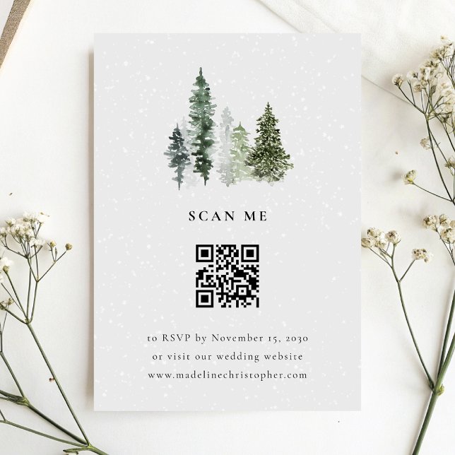 Tarjeta RSVP de código QR para Boda de bosques de  (Subido por el creador)
