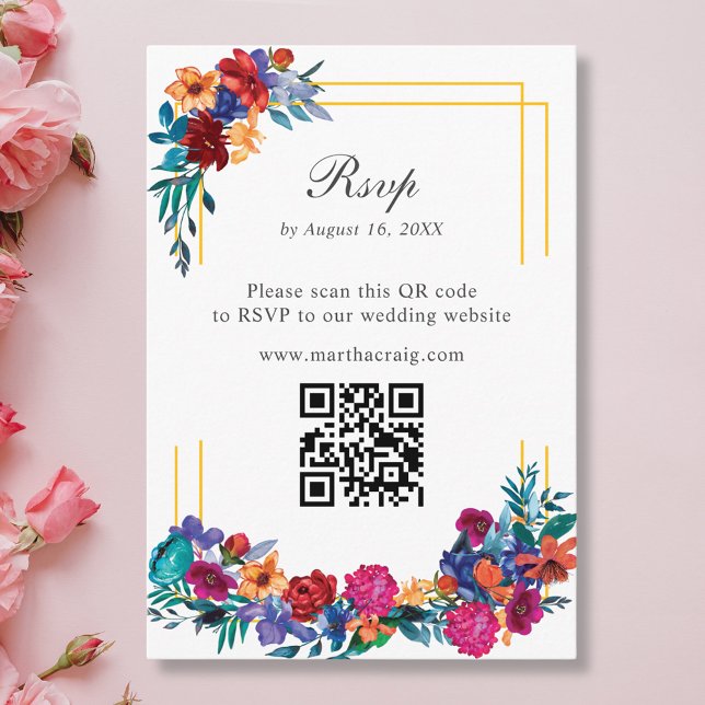 Tarjeta RSVP de código QR para Boda de flores de F (Subido por el creador)