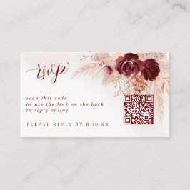 Tarjeta RSVP de código QR para Boda de Grado Boho 