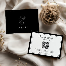 Tarjeta RSVP de código QR para Boda de monograma c