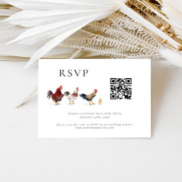 Tarjeta RSVP de código QR para Boda de pollo de Ba