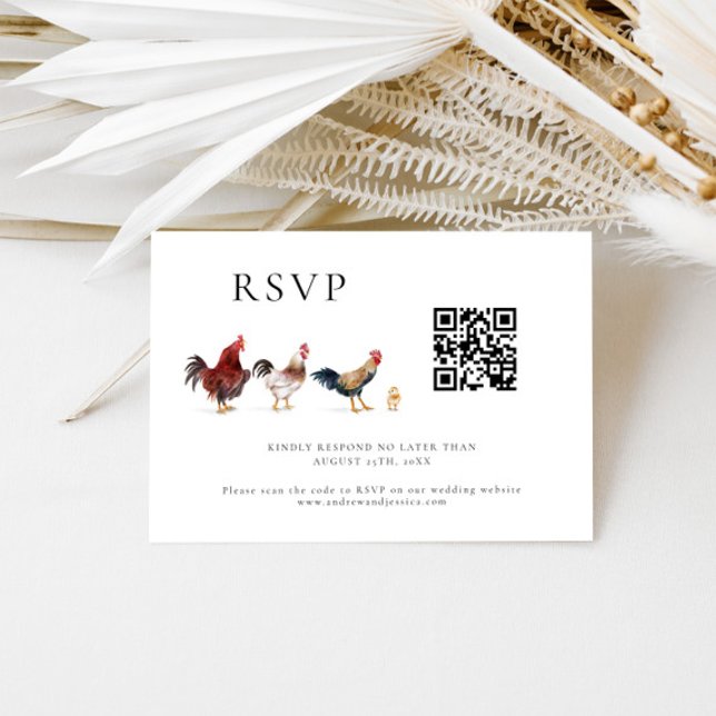 Tarjeta RSVP de código QR para Boda de pollo de Ba (Subido por el creador)
