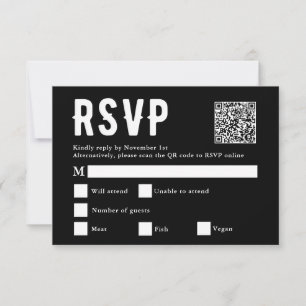 Tarjeta RSVP de código Qr para Boda de selección d