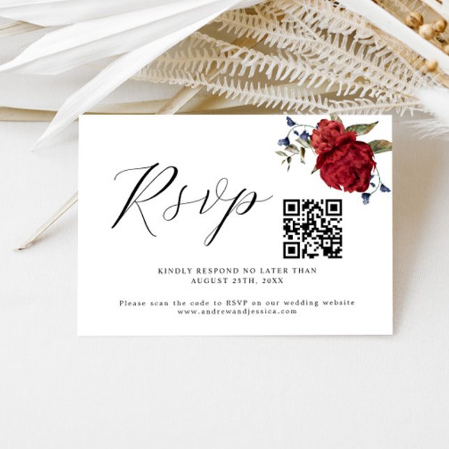 Tarjeta RSVP de código QR para Boda floral de Borg (Subido por el creador)