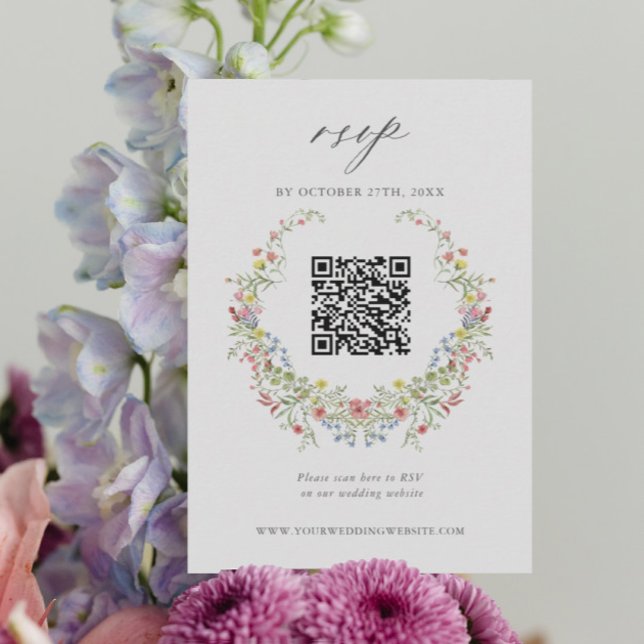 Tarjeta RSVP de código QR para Boda floral de jard (Subido por el creador)