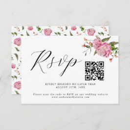 Tarjeta RSVP de código QR para Boda floral rosa