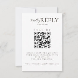 Tarjeta RSVP de código QR para Boda negro y blanco