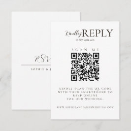 Tarjeta RSVP de código QR para Boda negro y blanco