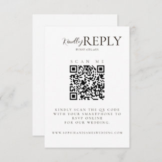 Tarjeta RSVP de código QR para Boda negro y blanco