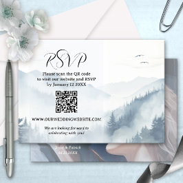 Tarjeta RSVP de código QR para bodas de invierno f