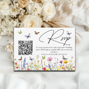Tarjeta RSVP de código QR para Bodas de mariposas