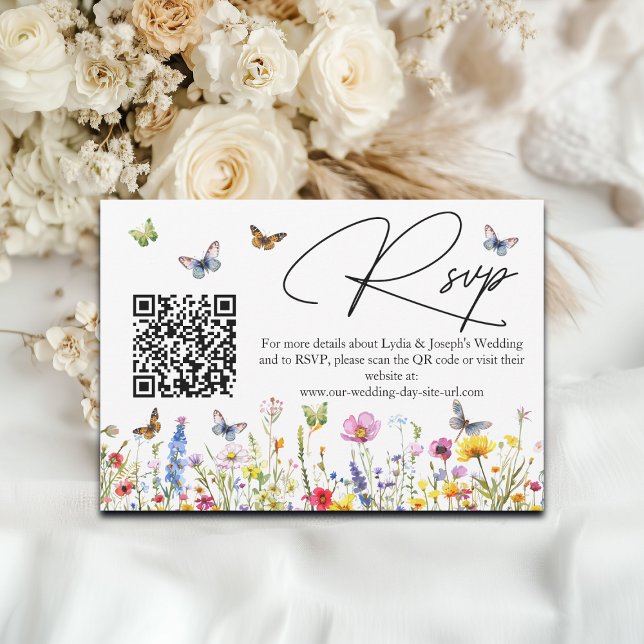 Tarjeta RSVP de código QR para Bodas de mariposas  (Subido por el creador)