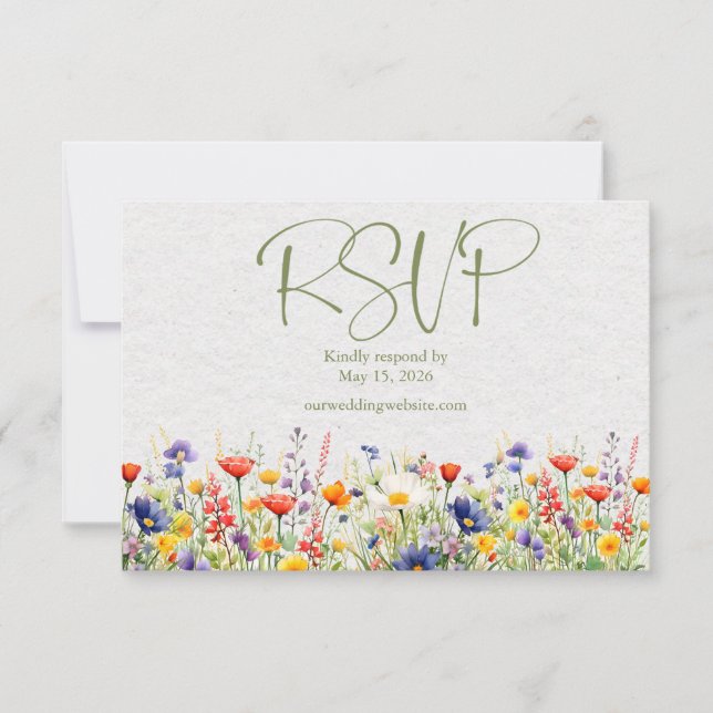 Tarjeta RSVP de código QR para Flor silvestre (Anverso)