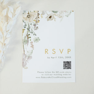 Tarjeta RSVP de código QR para flor silvestre capr