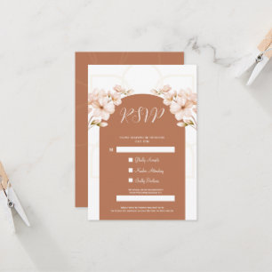 Tarjeta RSVP de código QR para floral de terracota