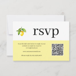 Tarjeta RSVP de código QR para limón amarillo
