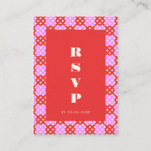 Tarjeta RSVP de código QR rosa rojo moderno de med