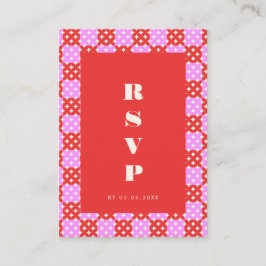 Tarjeta RSVP de código QR rosa rojo moderno de med