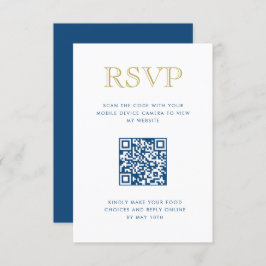 Tarjeta RSVP de código QR vertical de oro simple
