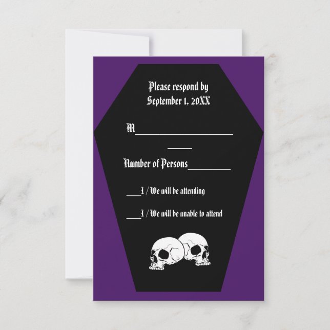 Tarjeta RSVP de Coffin Ebony (Indigo) (Anverso)