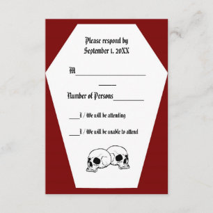 Tarjeta RSVP de Coffin Ivory II (Rojo)