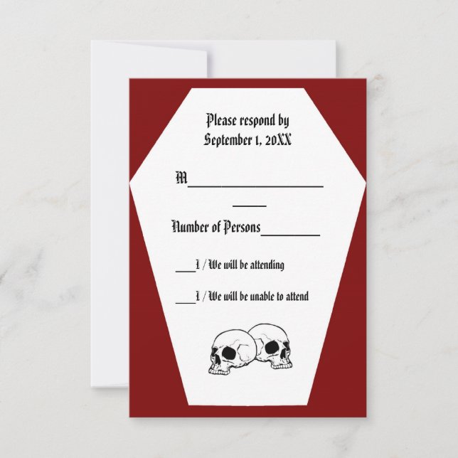 Tarjeta RSVP de Coffin Ivory II (Rojo) (Anverso)