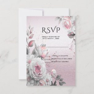 Tarjeta RSVP de color blanco rosado