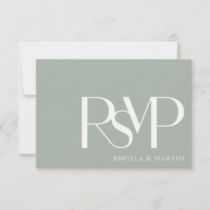 Tarjeta RSVP de color blanco y polvo minimalista